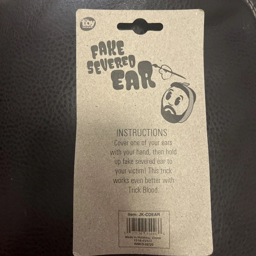 FAKE SEVERED EAR Bloody Rubber Body Part Trick Gag Prank Joke Zombie Costume Toy